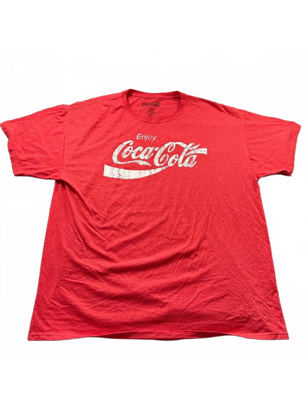 Enjoy Coca-Cola T-Shirt Red Heather Men’s XL Vintage Look Distressed Logo